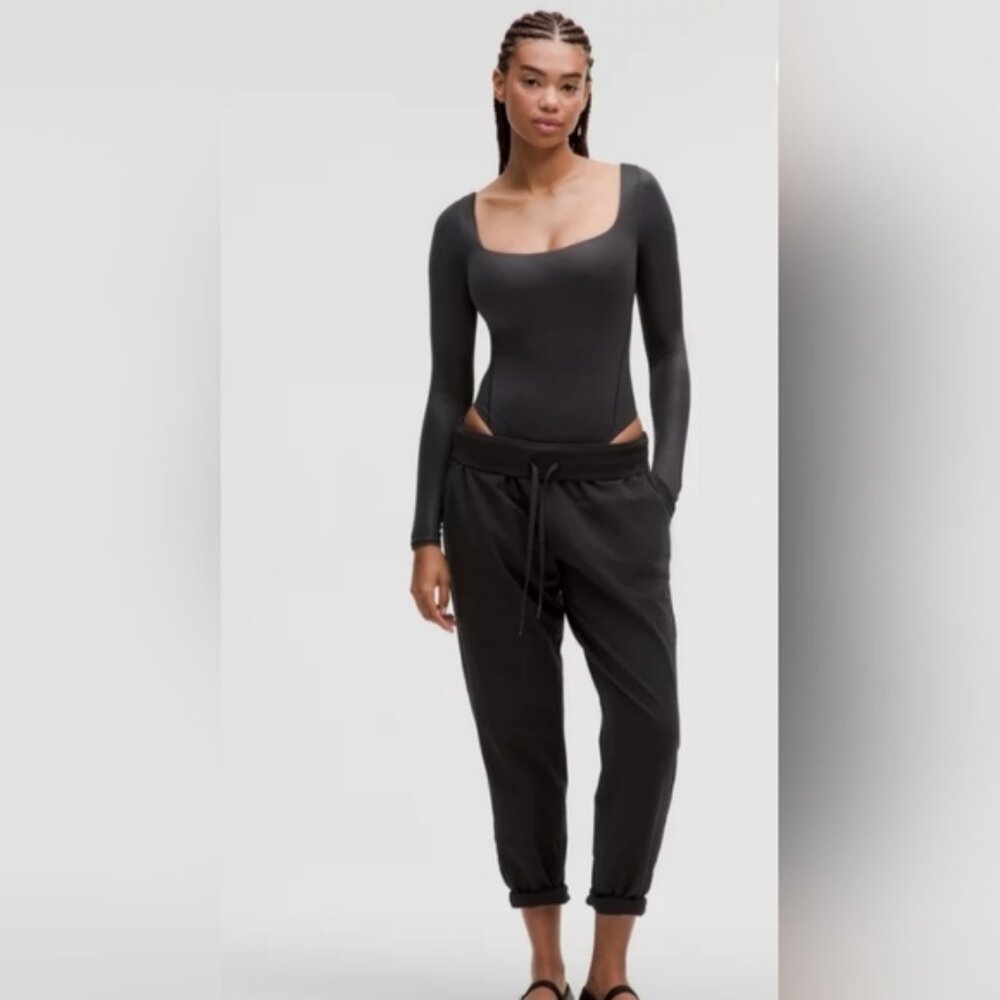 NWT Wundermost UltraSoft Nulu SquareNeck LongSleeve BodysuitShine Black M